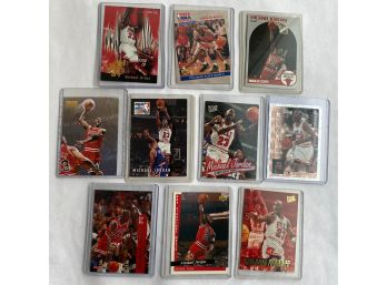10 Michael Jordan Basketball Cards Preserved In Plastic, Upper Deck, Fleer & NBA Hoops, 1990s