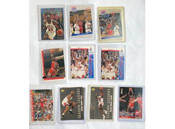 10 Michael Jordan Basketball Cards Preserved In Plastic, Upper Deck & Fleer, 1990s