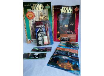 1983 Star Wars Return Of The Jedi Pencil Set, Coloring & Sticker Books, Over 40 Cards From 1997