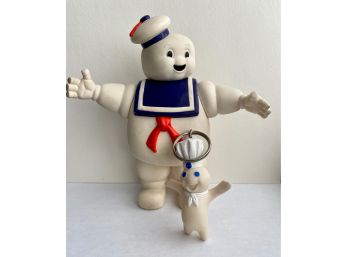 1984 Ghostbusters Stay Puft  Marshmallow Figurine & 1996 Pillsbury Doughboy Keychain