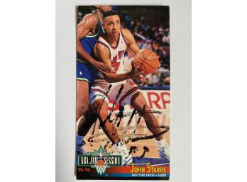 Signed John Starks New York Knicks Fleer Baseball Cards 1993 - 1994