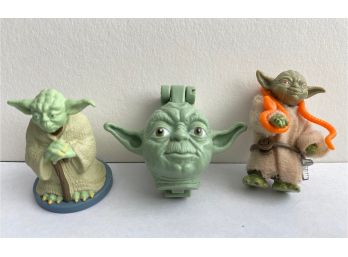1996 Star Wars Yoda Figurines & Micro Machine Mini Head Yoda