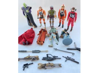 9 Star Wars Figurines & Weapons, Some Original Kenner: Rebel & Imperial Soldiers & More, Oldest 1979