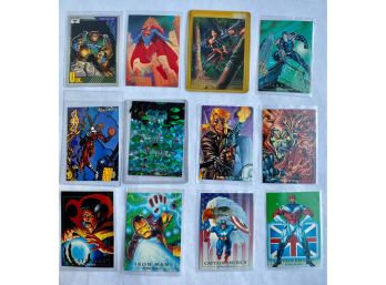 1992 Marvel Masterpieces Superhero Cards, 12 Cards Preserved In Plastic