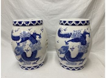 Pair Of Asian Porcelain Garden Stools