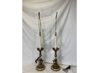 Pair Of Brass Figural Lamps
