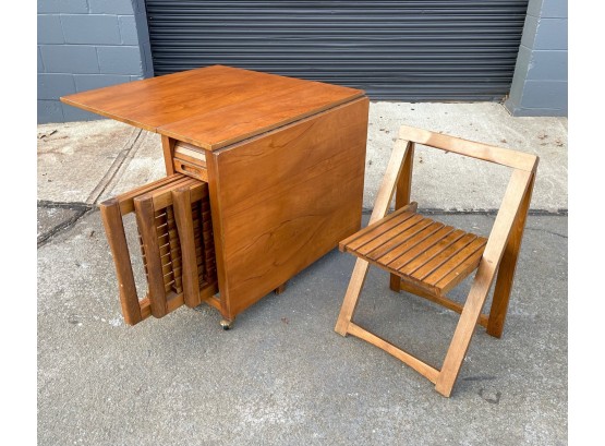 Awesome Vintage Stowaway Drop Leaf Dining Table And Chairs (Perfect For Apartments!!)