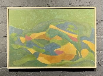 Mid Century Abstract Painting Signed Illegibly And Dated 1952