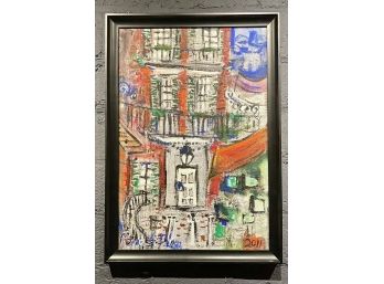 Colorful Abstract Street Scene Painting Signed Perez
