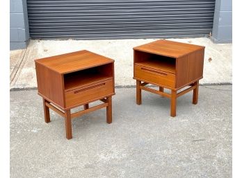 Pair Of Mid Century Teak Nightstands By Nils Jonsson For HJN Mobler