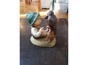 Vintage Hummel Goebel #433 'Sing Along' 4-14' Boy Singling With Bird Figurine