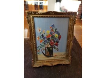 Original Oil Painting Of Flowers By Irene Jamison In Gold Frame. Measures 8' X 6'