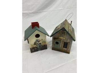 Two Wooden Bird Houses