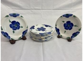 9 Blue And White Dessert Plates Made In Italy Hand Painted Pier1