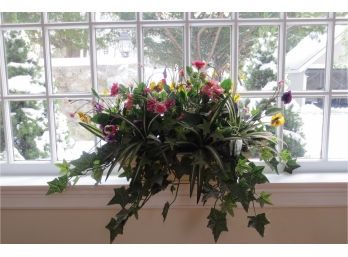 Faux Floral And Leaf Window Planter