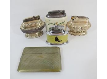 Vintage Table Lighter Collection And Antique Cigarette Holder