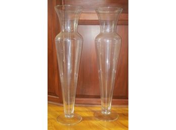 Pair Of Tall Glass Floor Vase