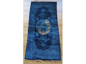 Antique Chinese Blue Fawn Accent Rug