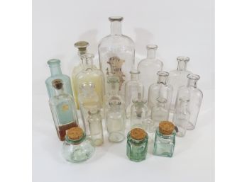 Large Collection Of 21 Medicine Bottles  And Bottle Stoppers
