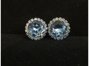 Vintage Coro Blue Stone Clip On Earrings
