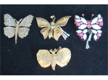 Set Of 4 Butterly Brooches