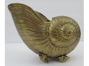 Vintage Brass Nautilus Seashell Cachepot