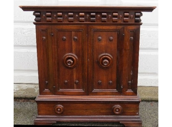 Gothic Style Double Door Locking Console Cabinet With Hidden Compartment For All Your Treasures
