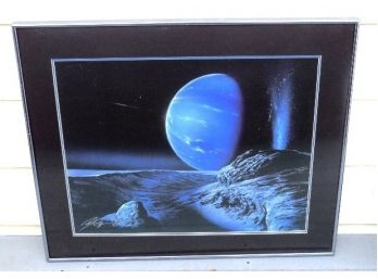 Authentic Sci-Fi Bob Eggleston Signed & Numbered 565 Out Of 950 'Blues For Neptune' Erupting Ice Planet Print