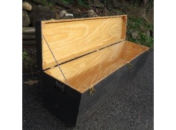Large Black Painted Plywood Trunk Over 4 Foot Long - Great Storage