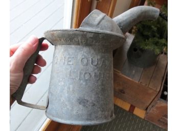 Galvanized 1 Quart Oil Pourer Can Fixed Spout-Embossed NYC-PA