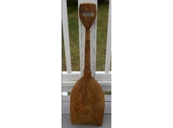 Hand Carved Folk Art Country Full Size Wooden Shovel - Made From A Single Block Of Wood!
