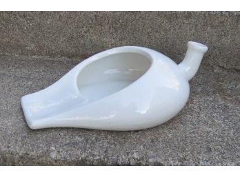 C. 1900 Era White Ironstone Bedpan WUrinal Spout - Now Here's A Conversation Starter!