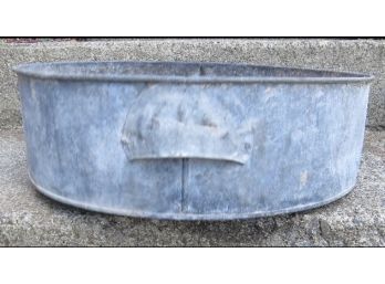 Early Galvanized Double Covered Handle Washtub Or Basin - Great Planter Base