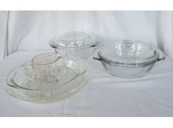 Great Grouping Of Clear Pyrex And Anchor Hocking Ware