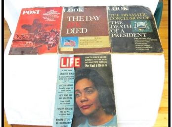 Lot Of 4 Kennedy Era Look, Life & Post Magazines, 3 On Kennedy Assassination, One Coretta King