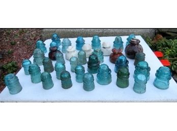 Lot Of Antique Glass & Ceramic Telephone Pole Insulators 100 Years Old