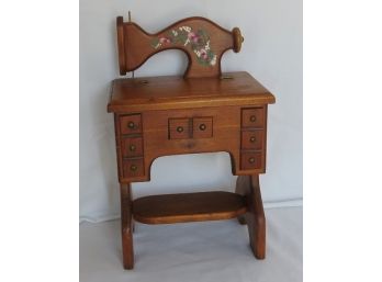 Hand Painted Wooden Sewing Machine Shaped Sewing Box