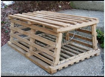 Oak Lobster Trap Excellent Shape - What A Great Coffee Table This Would Make!