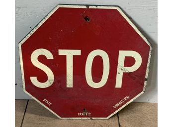 Wood State Traffic Commission Stop Sign