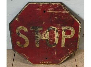 Wood State Traffic Commission Stop Sign