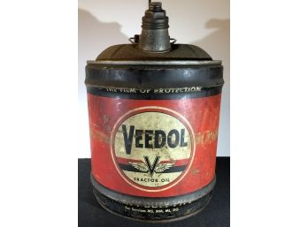 5 Gallon Veedol Tractor Oil Can