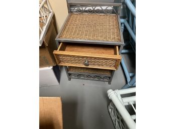 Wicker And Metal Side Table
