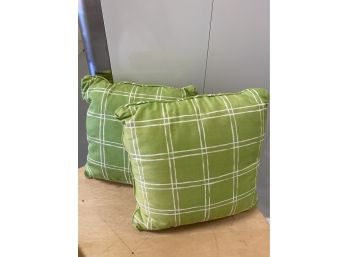 Pair Of Zara Pillows.  Checkered Green