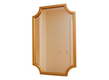 Contemporary Beveled Wood Framed Mirror With Curved Corners