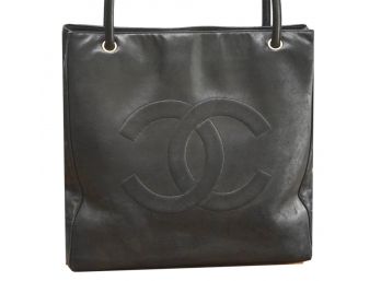 Vintage Authentic Chanel Black Caviar Tote Shoulder Bag