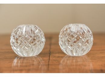 Pair Of Signed Waterford Crystal Candlestick Holders