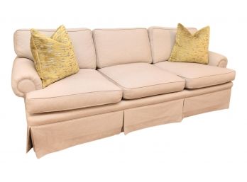 Custom Upholstered Good Quality Three Cushion Skirted Sofa