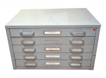 Stacor Metal Flat File Cabinet With Five Drawers - Perfect For Art And Photography