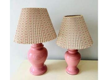 Pair Of Mauve Lamps