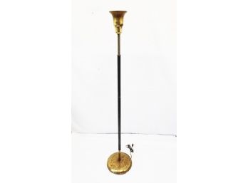 Antique Brass & Black Torchiere Floor Lamp
